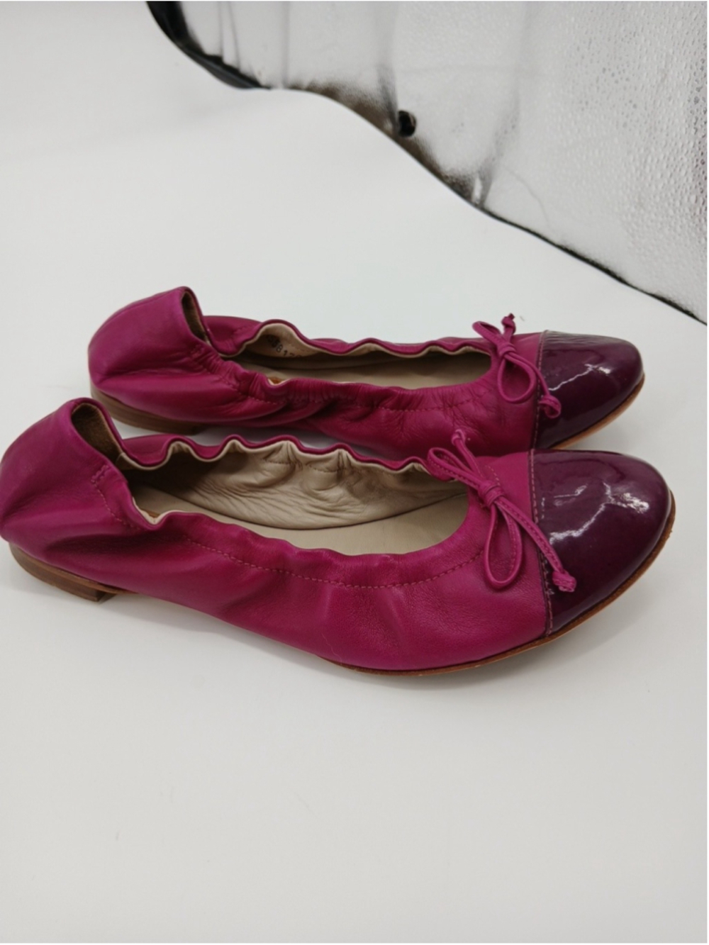AGL Attilio Giusti Leombruni Raspberry Pink Leather Monika Ballet Flats 38.5
